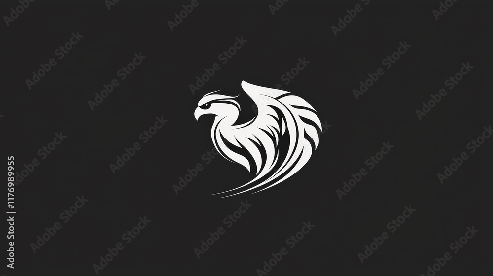 Naklejka premium A refined black-and-white vector logo featuring an elegantly crafted bird, symbolizing freedom, grace, and exclusivity. Generative AI