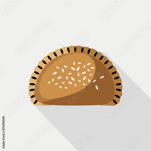 Flat Illustration of a Golden Empanada