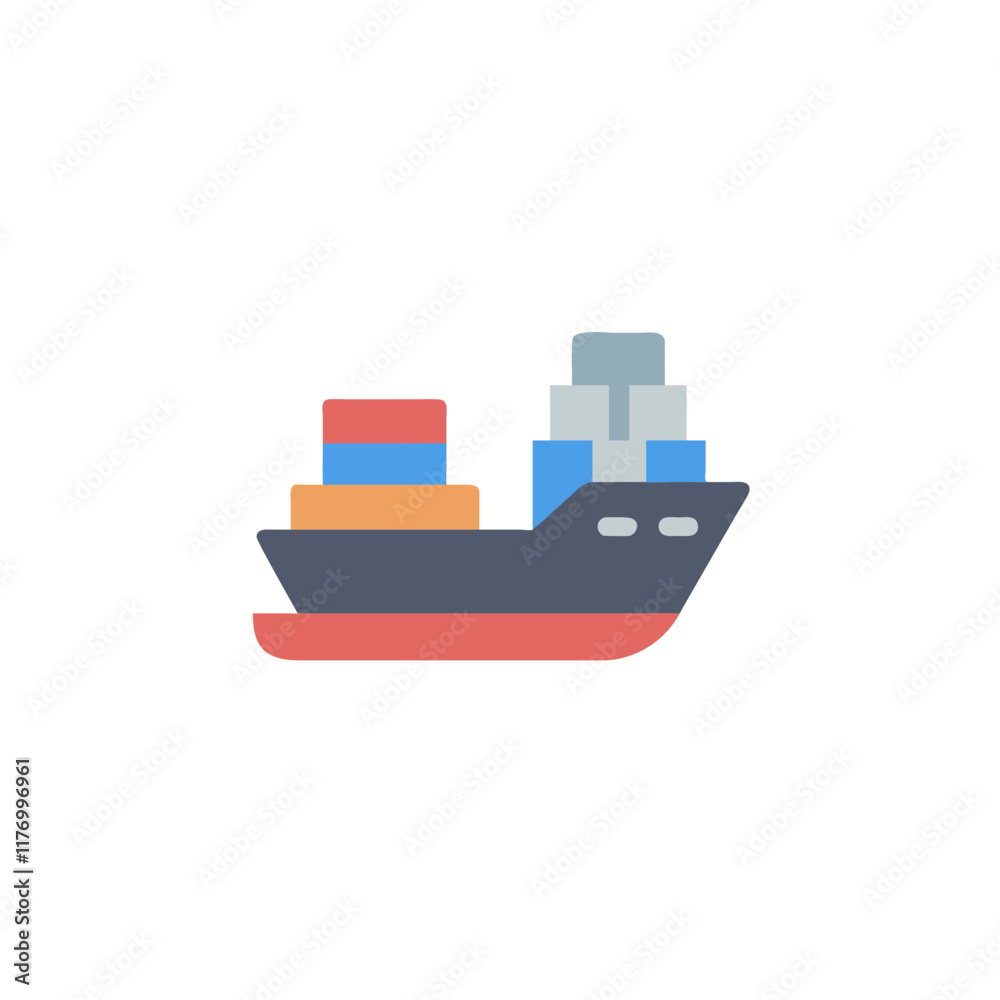 an icon featuring a cargo ship, symbolizing the shipping and logistics industry an icon featuring a cargo ship, symbolizing the shipping and logistics industry