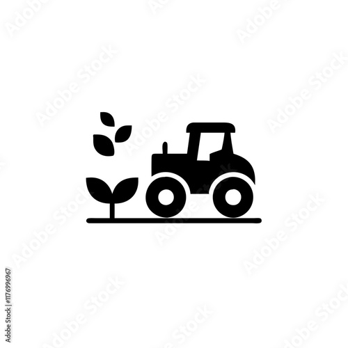 an icon featuring a tractor and crops, symbolizing agribusiness and the agriculture supply chain.