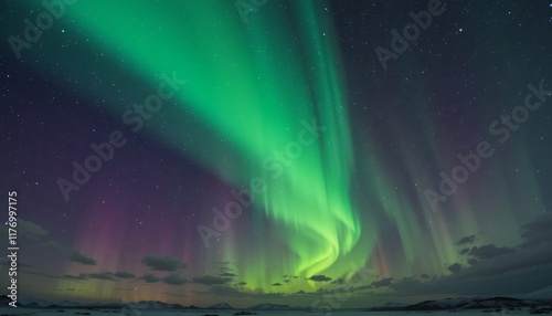 Aurora Borealis Night Sky  Polar Lights  Starry Night Landscape