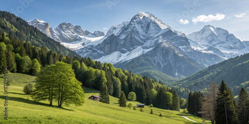 Breathtaking Alpine Mountains Landscape Isolated on a White Background for Nature Lovers