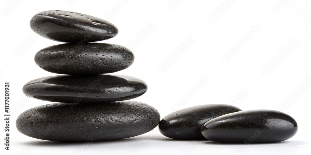 Elegant Black Balanced Stones Isolated on a Clean White Background for Zen Decor Elegant Black Balanced Stones Isolated on a Clean White Background for Zen Decor