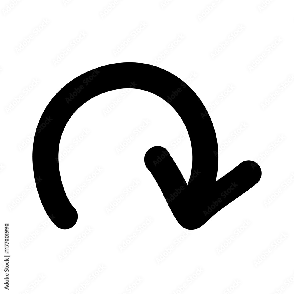 Arrow sign hand drawn doodle black outline, Reload Arrow sign hand drawn doodle black outline, Reload