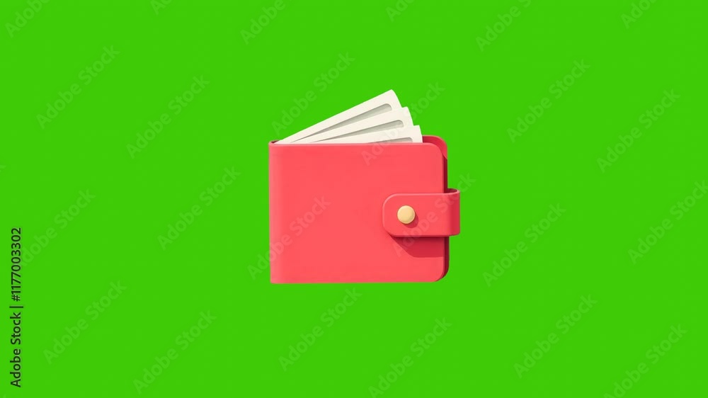 3d icon illustration of red wallet on green background 3d icon illustration of red wallet on green background