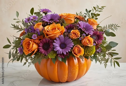 Wallpaper Mural A fall floral arrangement in a pumpkin-shaped vase Torontodigital.ca