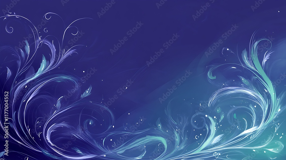 Abstract Blue Swirling Floral Design Artwork Abstract Blue Swirling Floral Design Artwork