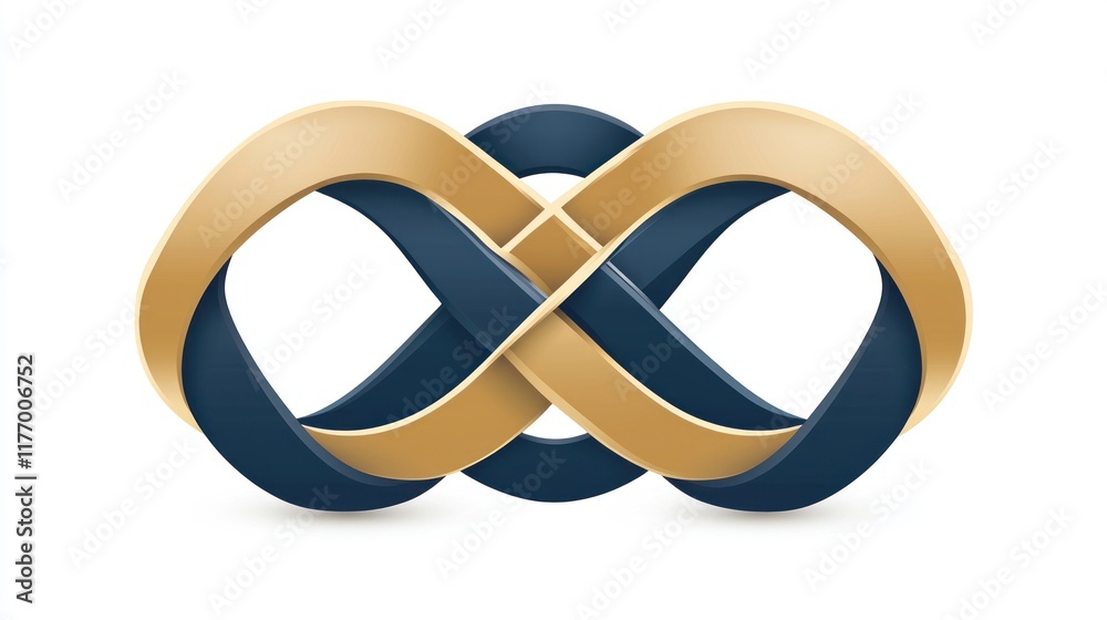 Fototapeta premium Abstract Infinity Symbol: Gold and Blue Intertwined Design