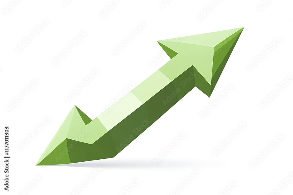 UP green 3d arrow. Shiny web icon. illustration isolated on white background. Raster version
