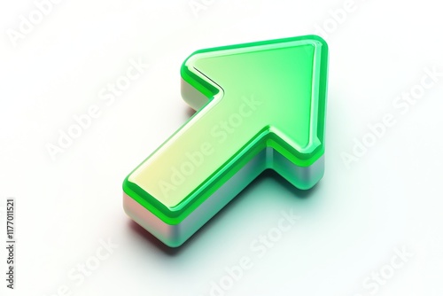 UP green 3d arrow. Shiny web icon. illustration isolated on white background. Raster version
