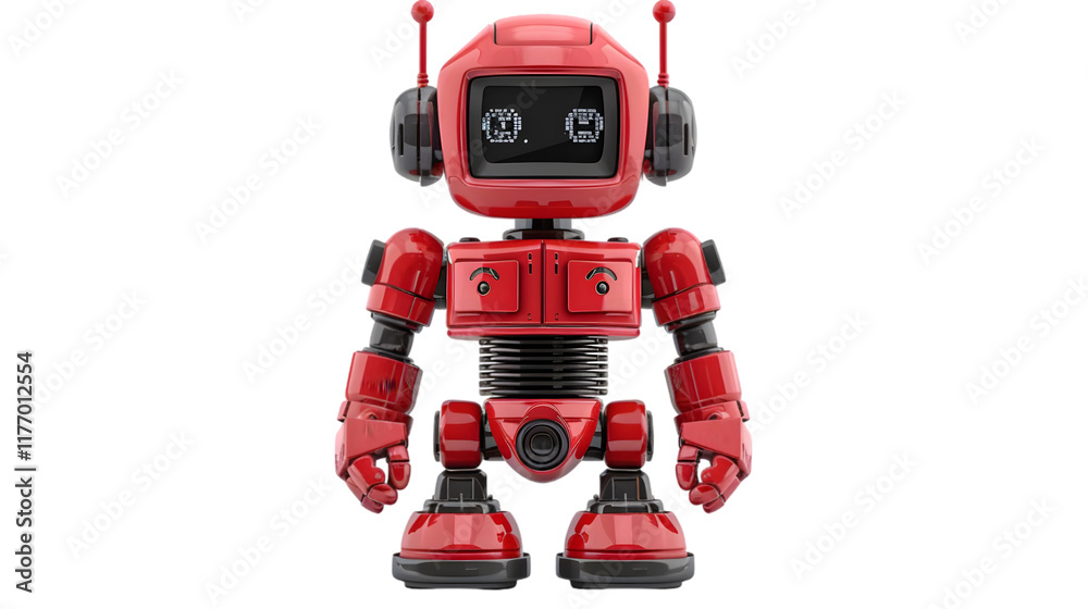 retro red robot toy PNG isolated on a transparent background retro red robot toy PNG isolated on a transparent background