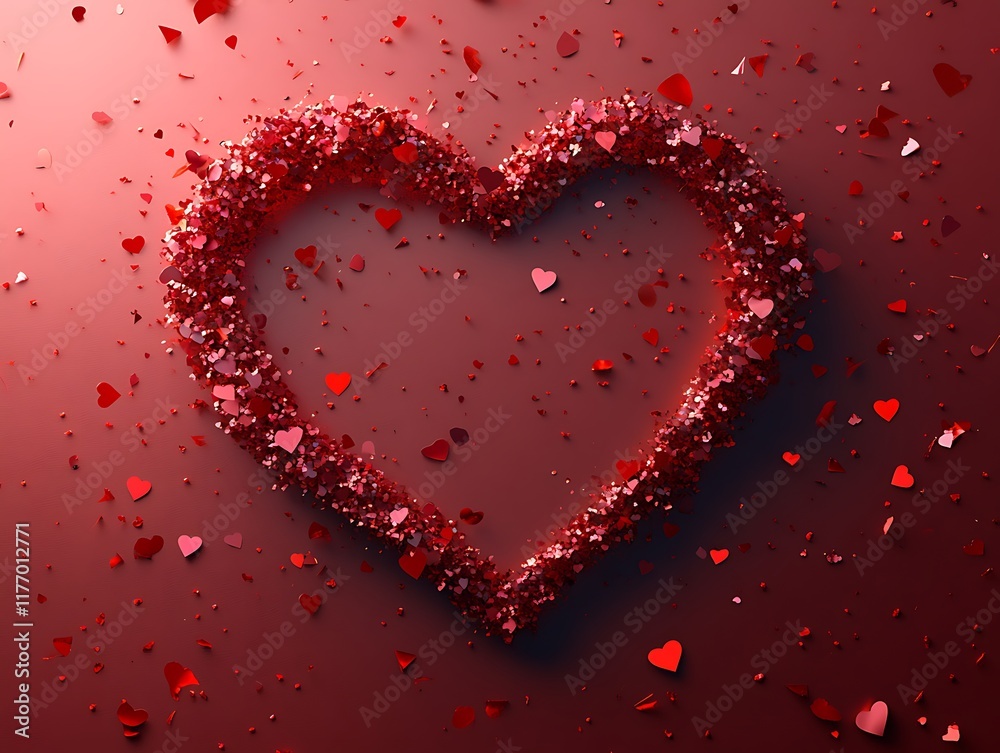 Valentine Day Heart Made of Small Hearts on Red Background
Valentine Day Heart Made of Small Hearts on Red Background