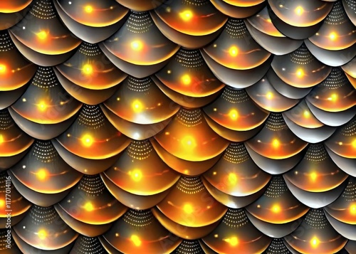 Abstract Scales Metallic Reflection Warm Light Vibrant Patterns Texture Design