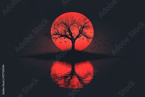 Lone tree at sunset
