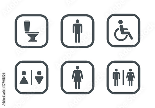 WC icon set. Flat illustration. White background.
