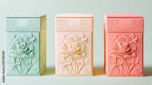 Three Elegant Decorative Boxes with Rose Embellishments