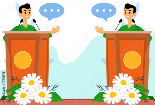 Debate Concept Illustration Stylish and Beautiful