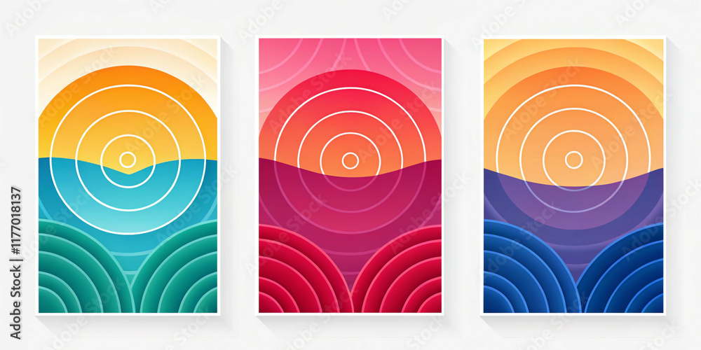 Fototapeta premium A Creative Set of Three Abstract Circle Gradient Banners for Your Design Needs