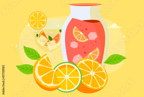 Sangria Concept Illustration Stylish and Beautiful
