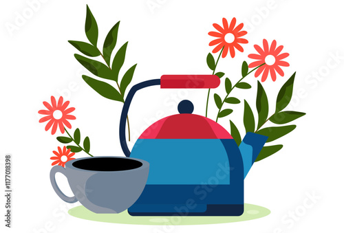 Tea Pot Concept Illustration Stylish and Beautiful