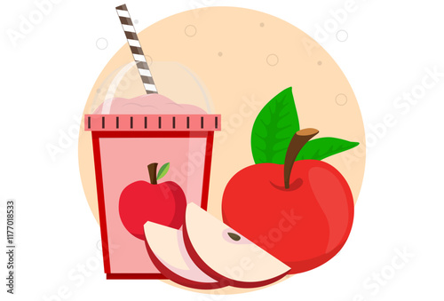 Apple Juice Concept Illustration Stylish and Beautiful