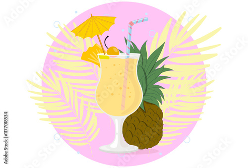 Pina Colada Concept Illustration Stylish and Beautiful