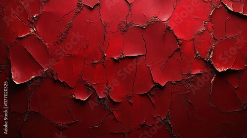 Cracked red surface texture with deep fissures and rough fragmented layers