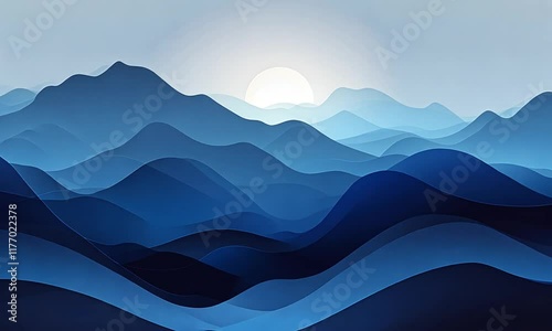 Blue Mountains Sunset Abstract Landscape