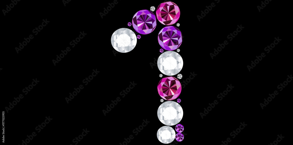 Rhinestone Diamonds Bling Number 1 Luxury Text Design Vector Illustration. Rhinestone Diamonds Bling Number 1 Luxury Text Design Vector Illustration.