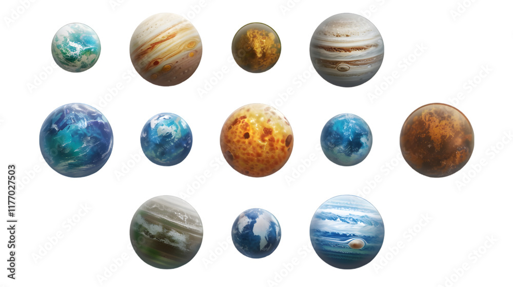 Set of realistic planets isolated on a transparent background Set of realistic planets isolated on a transparent background