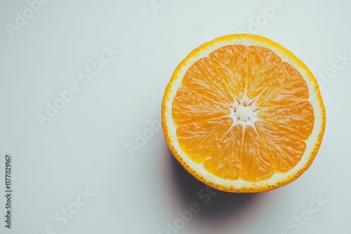 Close-up of a fresh orange half on a clean white background. photo