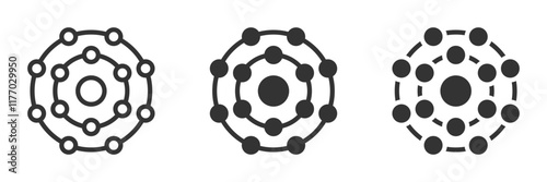 Abstract antioxidant icons representing molecules and energy.