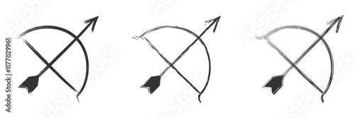 Bow and arrow sketched icon, symbolizing aim and focus.