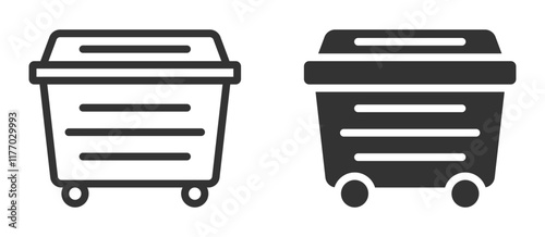 Trash bin icons in modern design for waste or recycling.
