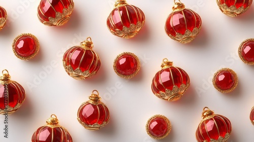 Decorative red lanterns hanging on a wall for celebration during festive season in a cultural setting