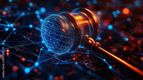 Cyberjustice: Digital Gavel on Network photo