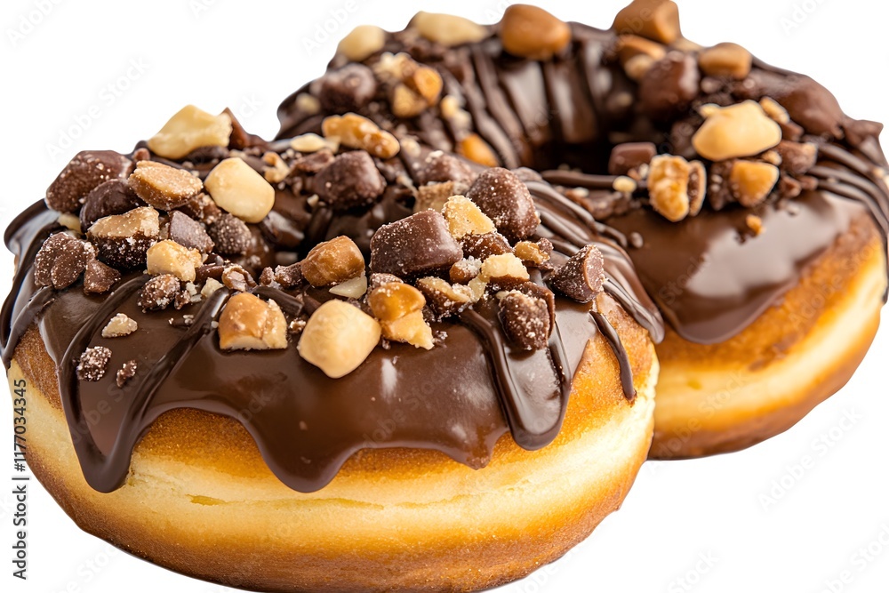 Chocolate Donuts Topped with Nuts Chocolate Donuts Topped with Nuts