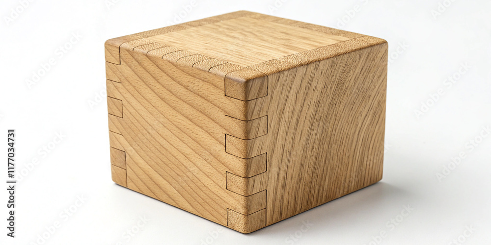 Elegant Wooden Cube Isolated on a White Background from a Top View for Artistic Display Elegant Wooden Cube Isolated on a White Background from a Top View for Artistic Display