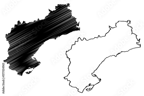 Province of Tarragona (Kingdom of Spain, Autonomous Community Catalonia) map vector illustration, scribble sketch Tarragona map