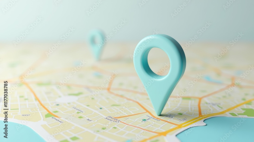 Fototapeta premium pin pointer symbol route point street address white sign 3d map marker navigation travel background olated location direction gps icon blue road position tracking navigator discovery