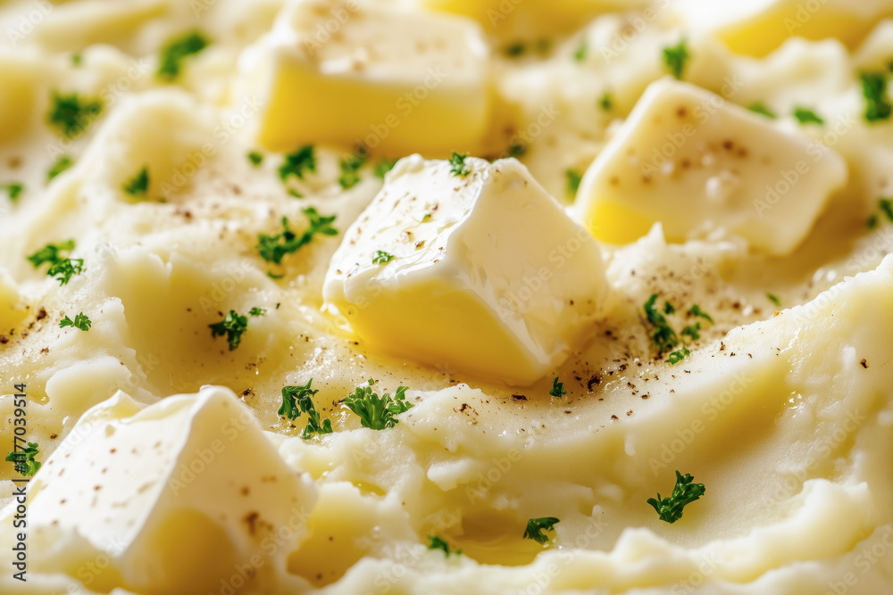 Buttered mashed potatoes with a sprinkle of parsley