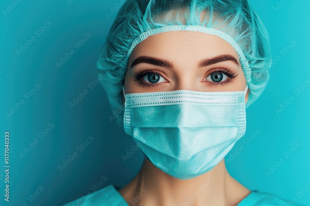 Single Disposable Surgical Mask on Blue Background: Essential Medical Protective Gear for Safety and Health Single Disposable Surgical Mask on Blue Background: Essential Medical Protective Gear for Safety and Health
