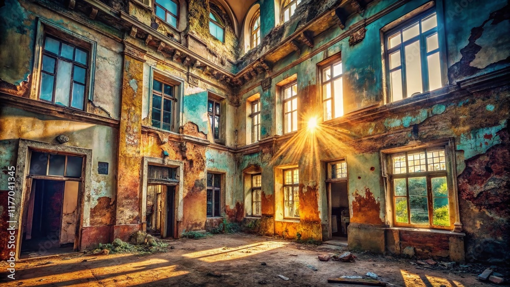 Fototapeta premium Abandoned Centricole Building: Urban Exploration Photography