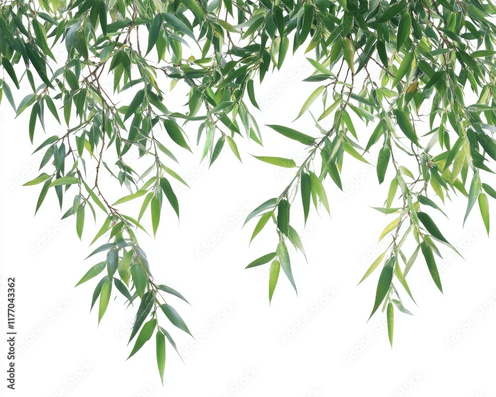 Isolated Bamboo Stems with Lush Green Leaves on a Clean White Background Isolated Bamboo Stems with Lush Green Leaves on a Clean White Background