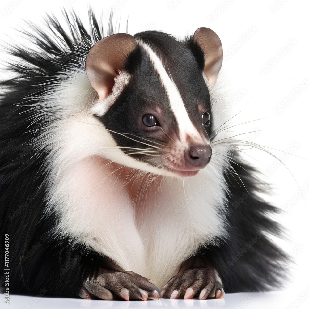Striped Skunk clip art isolated on Transparent & white background, Striped Skunk clip art isolated on Transparent & white background,