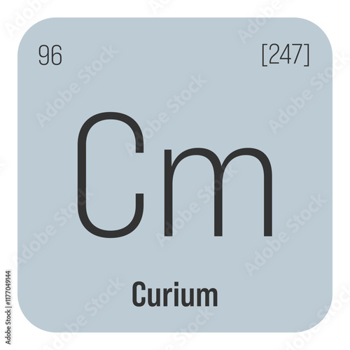 Copernicium, Cn, periodic table element with name, symbol, atomic number and weight. Synthetic element with very short half-life, created through nuclear reactions in a laboratory.