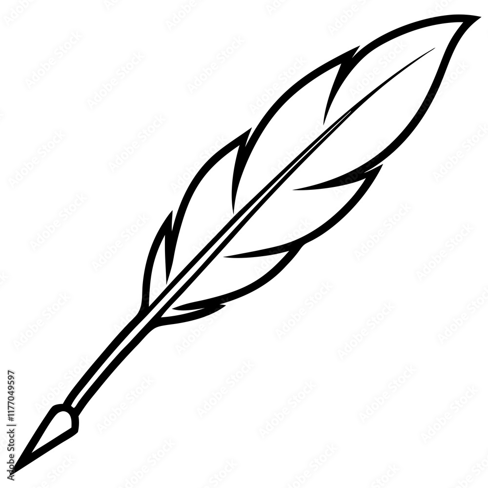 Obraz premium Abstract Quill Pen Line Art for Stationery