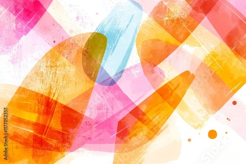 Abstract Watercolor Background Vibrant Orange Pink and Yellow Brushstrokes