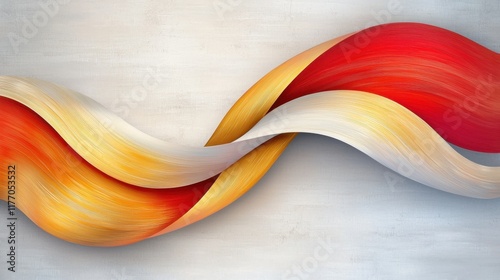 The bold red and gold lines intersect and overlap, creating a dynamic abstract design that captures the eye with its vibrant contrast and movement.