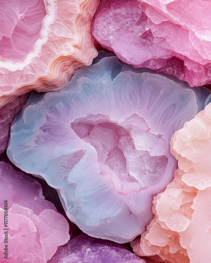 Obraz premium Stunning Pastel Pink and Lavender Agate Geode Crystal Texture Background